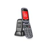 SPC Harmony mobiele telefoon voor senioren, klapmobiele telefoon, grote toetsen, hoog volume, 96 dB, compatibel met gehoorapparaten, fotocontacten, SOS-knop, dual-display, zonder oplader, zwart