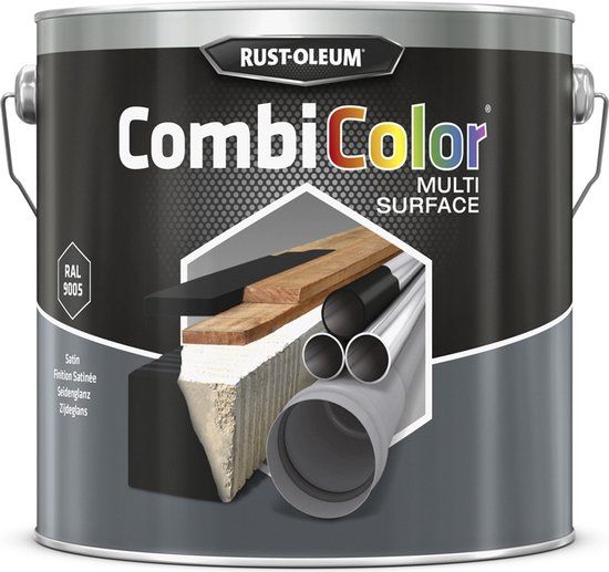 Rust-Oleum Combicolor Multi-Surface Zijdeglans - Zwart RAL 9005 2,5 Liter