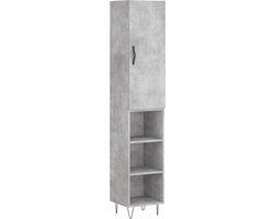 vidaXL Hoge kast 34,5x34x180 cm bewerkt hout betongrijs