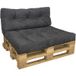 VOUNOT Europalletkussenset voor buiten of binnen, kussen 120x80, kussen 120x40, waterdicht, grijs, 2-delig assortiment