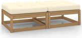 Prolenta Maison Exclusive - Poufs de jardin avec coussins (lot de 2) - Bois de pin massif couleur miel