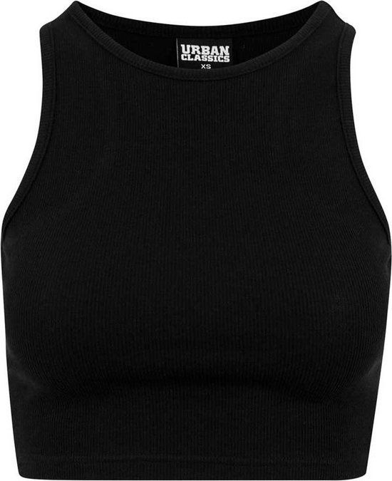 Urban Classics Dames Rib Crop Top Zwart XL - Wol - Handwas