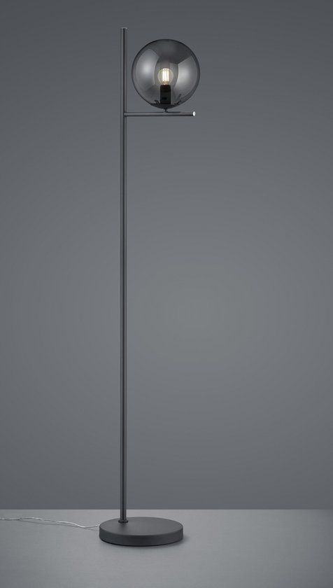 TRIO PURE Vloerlamp - Antraciet - Rookkleurige Glas - Excl. E14 28W