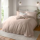 Wylder Nature Tilly dekbedovertrekset - 100% getrommeld katoen, minimaal ruches beddengoed met elegante rand (Blush Pink - King)