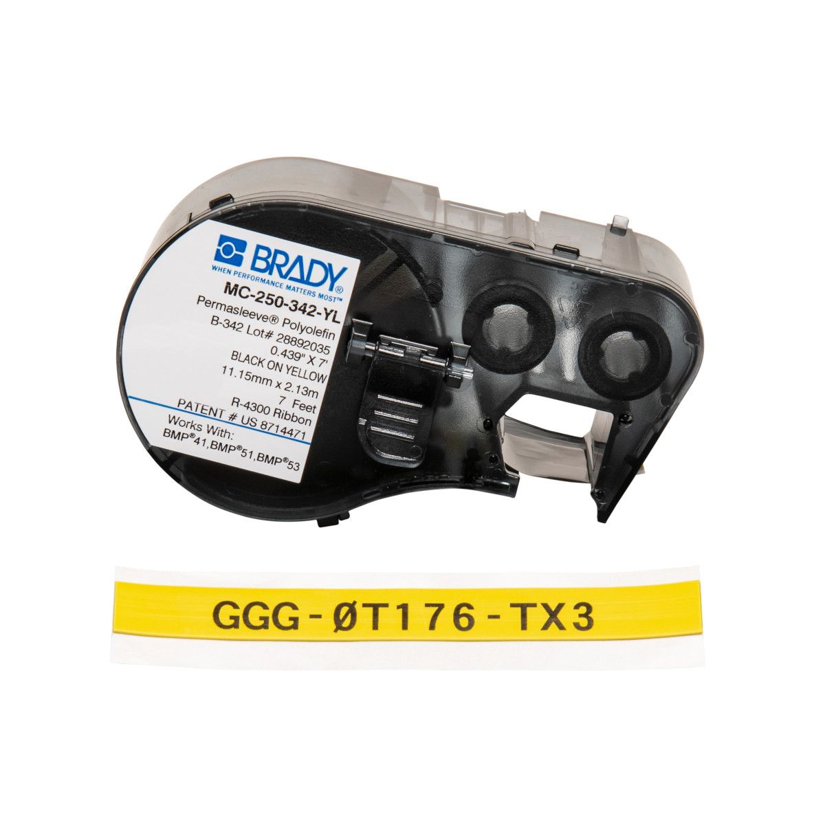 Brady MC-250-342-YL Printeretiketten - Zwart, Geel