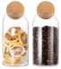 Lot de 2 bocaux en verre transparent avec couvercle en liège, capacité de 800 ml