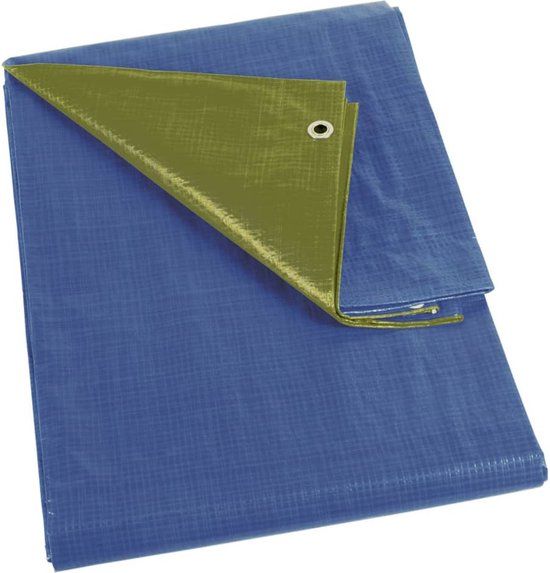 Perel Dekzeil - 4 x 6 m - Blauw/Groen - Sterk - 110 g/m²