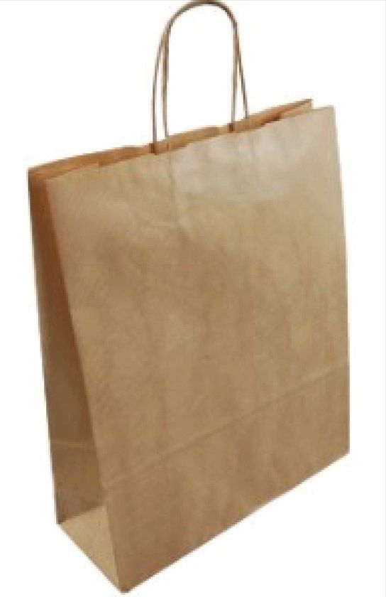 Bruine papieren draagtas - 32x12x41cm - 100 stuks