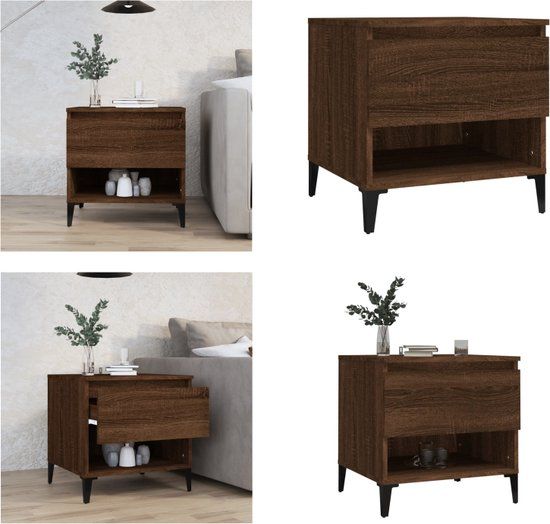 vidaXL Bijzettafel - 50x46x50 cm - Bewerkt Hout - Bruin Eikenkleur