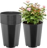 GARRONDA Set de 10 pots de culture ronds en plastique avec trous de drainage pour jardin (Noir, Ø22 x 25,5 cm (7L)) GD-KW-RR