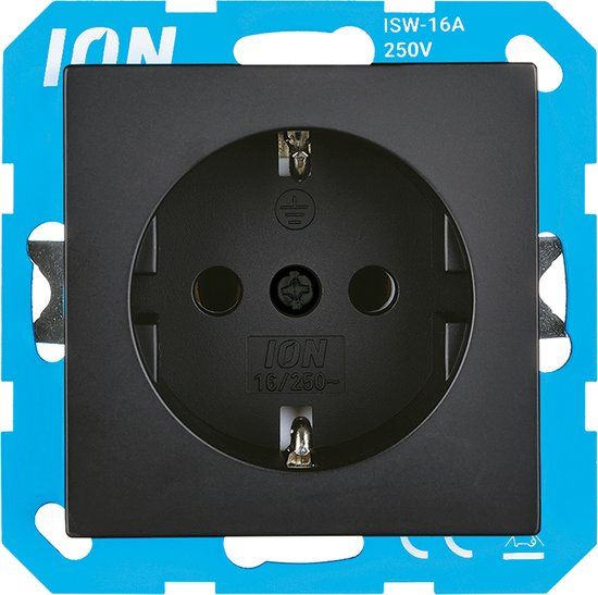 ION Industries Stopcontact met randaarde - V1/J1 mat zwart (10.100.020) - wandcontactdoos