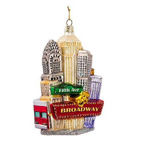 Kurt Adler NYC Cityscape Glass Ornament, 5.35-inch