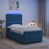 vidaXL Boxspringbed met matras Blauw 100 x 200 cm Fluweel
