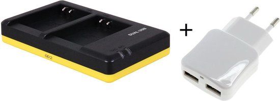 Duo lader voor Nikon EN-EL23 camera accu's + 2 poorts USB adapter