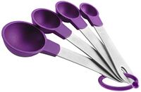 Ibili Set de cuillères à mesurer 4 pièces, acier inoxydable, argent/violet, 14 x 5 x 4 cm, 4 unités