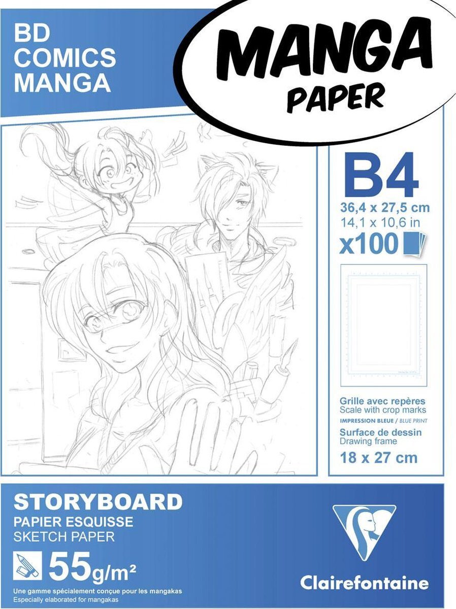 Clairefontaine Manga Paper – B4 storyboard papier – 1-voudige indeling