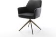DELIFE Chaise de salle à manger Xana-Flex avec accoudoir piètement croisé large finition titane cuir véritable noir pivotant à 360° fonction bascule noyau à ressorts ensachés