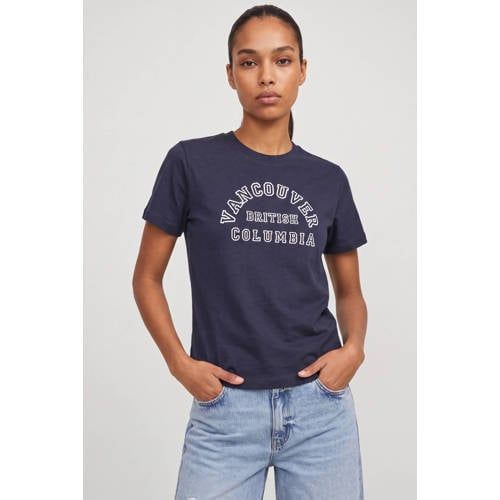 JJXX Rechtvallend T-shirt met print - Marineblauw