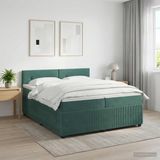 vidaXL Boxspringbed met matras, donkergroen, 200 x 200 cm, fluweel