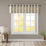 Madison Park Saratoga Valance voor raam, filtert licht, fretwerk print, doorvoertule aan bovenkant, voor woonkamer, slaapkamer, en keuken, 127 cm x 45,7 cm, beige/grijs