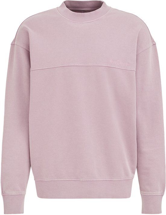 WE Fashion Heren loose fit sweater met garment dye - Oudroze - Katoen - Maat: XS