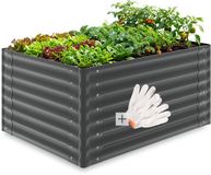 Tectake Jardinière surélevée Blomma - Rectangulaire - Acier galvanisé - 120 x 100 x 62 cm - Anthracite