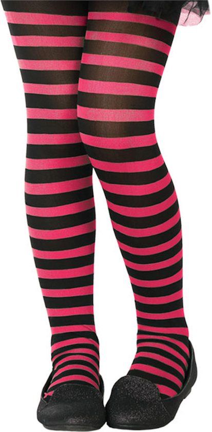 Atosa Zwart/roze verkleed panty voor kinderen - Carnaval - Roze - Polyester - Meisjes