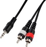 CASCHA HH 2097 audio kabel 1 m 3.5mm 2 x RCA Zwart