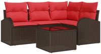 vidaXL Tuinbank Set 5-delig Bruin Poly Rattan