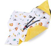 Totsy baby ASE Spolka Akcyjna Inbakerdeken voor autostoel en kinderwagen – zachte Minky babydeken dubbelzijdig met capuchon voor pasgeborenen – Hele jaar bruikbaar onderweg en thuis 90×90 cm Safari-toffee Oeko-Tex