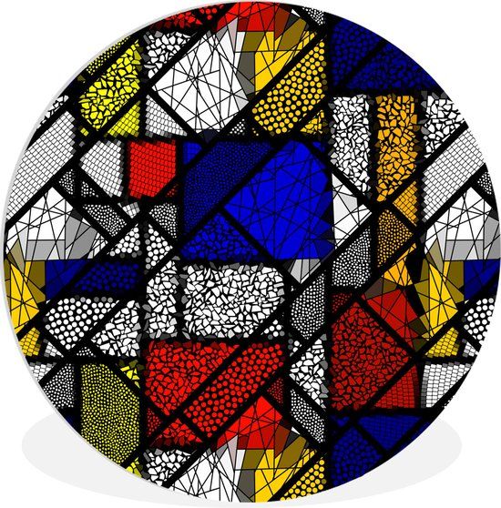 Merkloos / Sans marque WallCircle - Mondriaan - Wall Circle ⌀ 140 - Forex - Multicolor