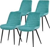 ML-design Eetkamerstoel set van 4 petrol fluweel stalen poten