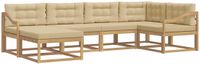 vidaXL Hoek loungeset Wit en Beige Polyester 6 zitplaatsen