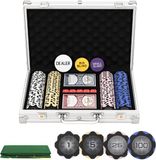 SPORTNOW Poker Chips Set - Aluminium, ABS - 29,5L x 22,5B x 6,5H cm - Zilver