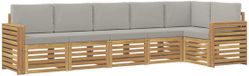 vidaXL - Extérieur - canapé - ensemble - 6 - pièces - Blanc - et - Gris clair - Polyester