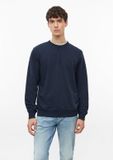 s.Oliver - Heren - Navy - Katoen - Ronde hals - Lange mouw - Effen - Regular Fit - Maat L