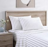 Stone Cottage - Perkal Collection - beddengoed - 100% katoen, fris en fris, licht en vochttransporterend, Super King Size bed strepen Trenton Grijs