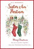 Regal Publishing Kerstkaart voor een prachtige zus en partner 2 kousen - 9 x 6 inch