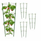 Relaxdays Plantensteun - set van 4 - metaal - met 3 ringen - 45 x 18 cm - groen