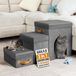 BAKAJI 3-in-1 vouwtrap voor honden en katten, grijs, Nederlands fluweel, multifunctionele huisdiertrap en -hoed, ergonomische treden, antislip onderkant