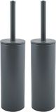 Spirella Luxe Toiletborstel met houder Cannes - 2x - donkergrijs - metaal - 40 x 9 cm