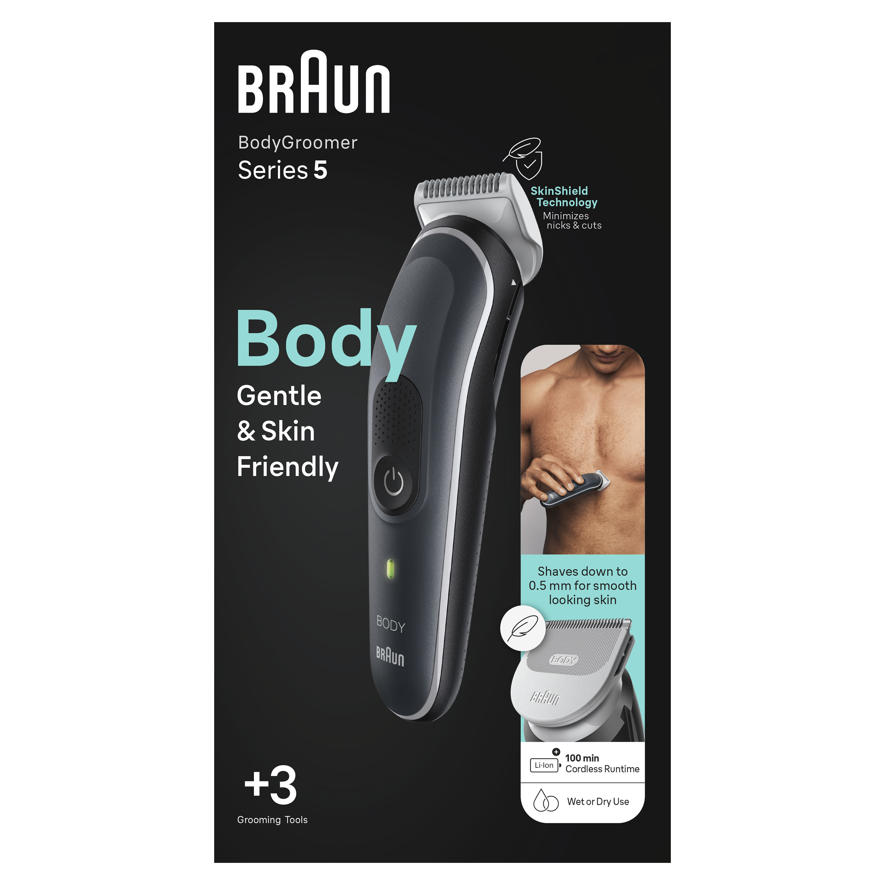 Braun Braun Bodygroomer 5 BG5340, Manscaping Tool Voor Mannen, Met Kam Voor Gevoelige Zones