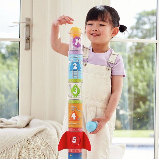 Hape Air stacker - Houten stapeltoren - Ruimtevaart thema - 24 maanden+