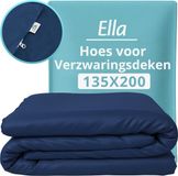 Ella Hoes voor verzwaringsdeken 135 x 200 cm - 100% katoen - Grijs & Blauw