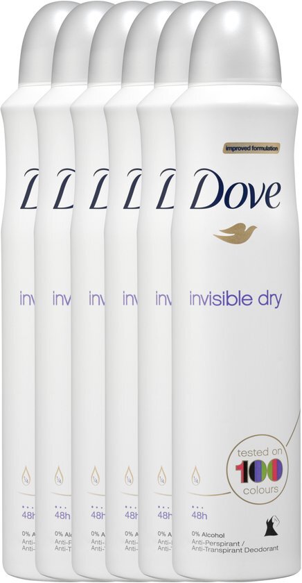 Dove Invisible Dry Women - 6 x 250 ml - Deodorant Spray - Voordeelverpakking