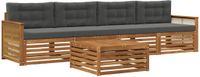 vidaXL - Bank loungeset - 4 zitplekken - Natuurlijk en antraciet - Acacia hout