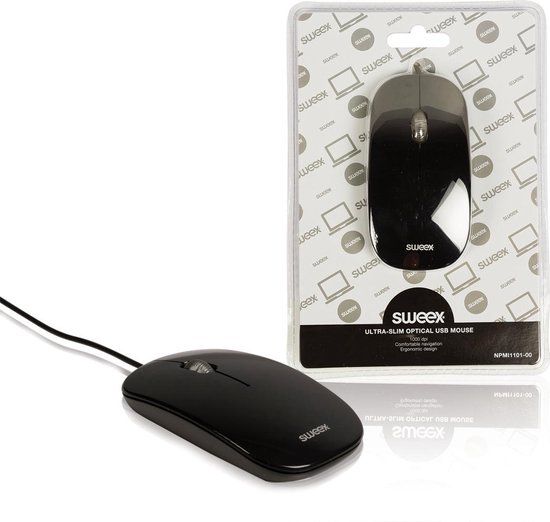 Sweex - Muis - Optisch - USB - 1000 dpi - Zwart