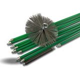 Kit de ramonage professionnel non gainé hérisson en acier 9 cannes vertes 12,2 m Ø 250 mm - Kit professionnel en acier long