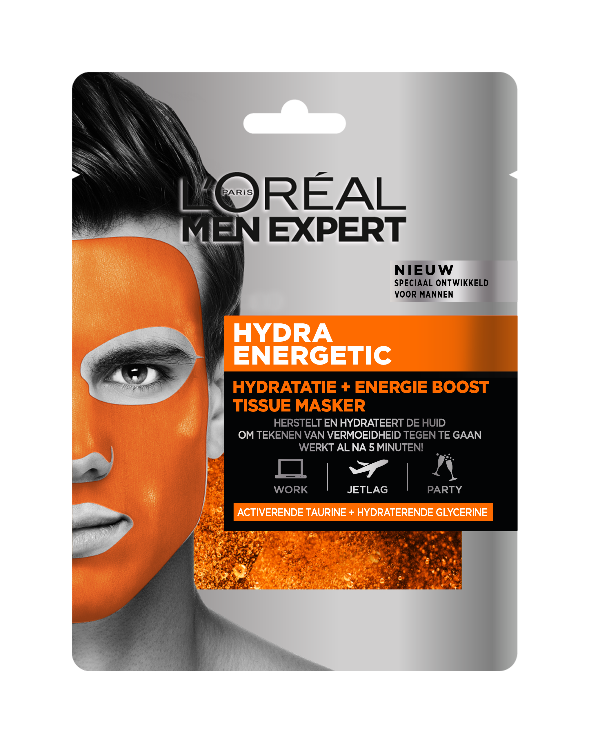 L'Oréal Men Expert Hydra Energetic Hydratatie Masker - 1 stuk - Anti-vermoeidheid