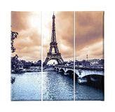 Homemania Eiffeltorenafbeelding, 3 stuks, steden en landschappen per woonkamer, slaapkamer, meerkleurig, 69 x 3 x 50 cm, HM203PKNV-257, polyester, hout